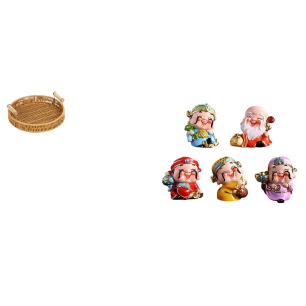 Cesta De Frutas Tejida, Cuenco Para Aperitivos, Plato De Pan, Decoración De Escritorio Con Figuras Del Dios De La Fortuna, Estatua De Resina, Escultura Para Fiesta De Año Nuevo En El