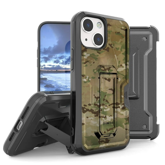 Armor Kombo Holster Rugged Cover Designed For Apple iphone 13 6.1" Case Black/Black