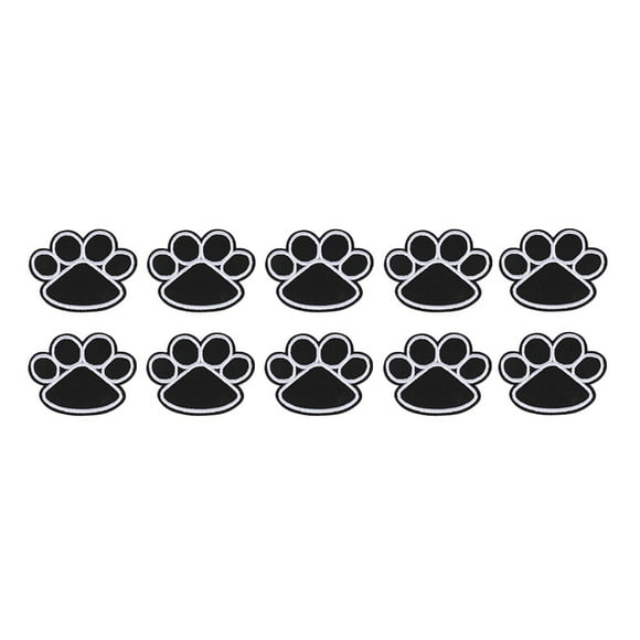 KAKOWELY 10pcs Dog Paw Black Paw Iron On Embroidered Patches Appliques Sewing Cloth,2.05"X1.69"X0.08"