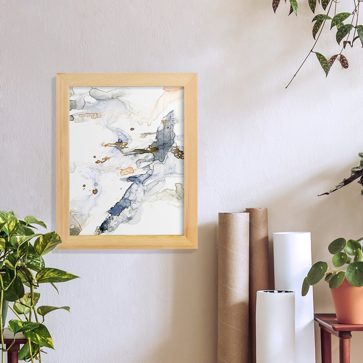 Organic Interlace I -Framed Print w/glass-Natural Wood