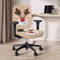 thumbnail image 6 of Psesaysky Christmas Reindeer Theme 2 Pcs Rotating Chair Protectors for Armchair Non-Slip Breathable Computer Chair Slipcovers Polyester Fabric Desk Chair Cover, 6 of 8