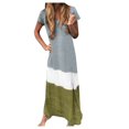 thumbnail image 1 of Women Plus Size Daily Tie-Dyed Color Block Loose V Neck Short Sleeve Dress, 1 of 2