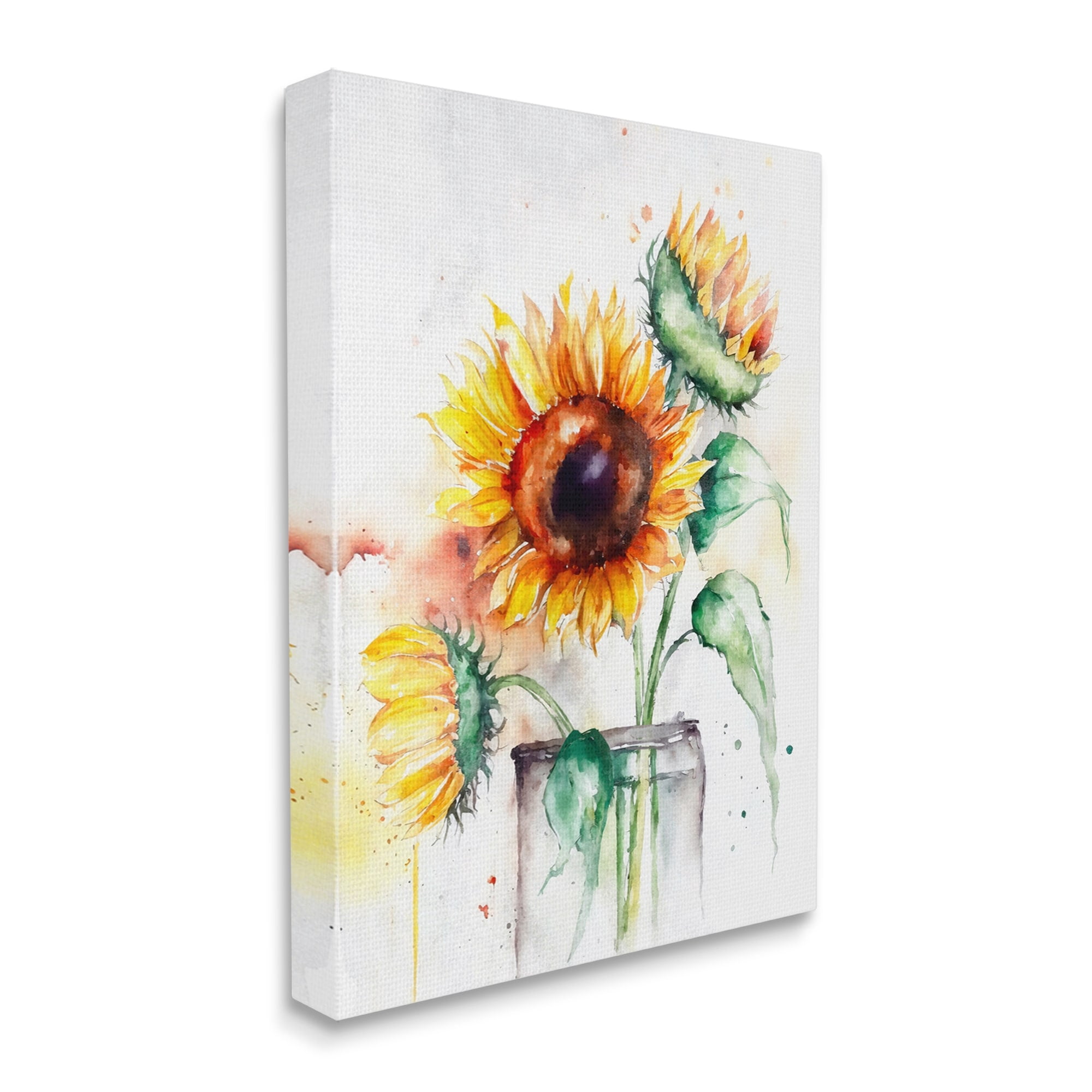 Stupell Modern Sunflowers Watercolor Style Bouquet Botanical & Floral Painting Gallery Wrapped Canvas Print Wall Art