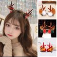 thumbnail image 2 of 1 par de horquillas para el pelo navideñas con forma de asta de ciervo, pinza para el pelo, bola de pelo, diademas navideñas para festivales de adultos, 2 of 5