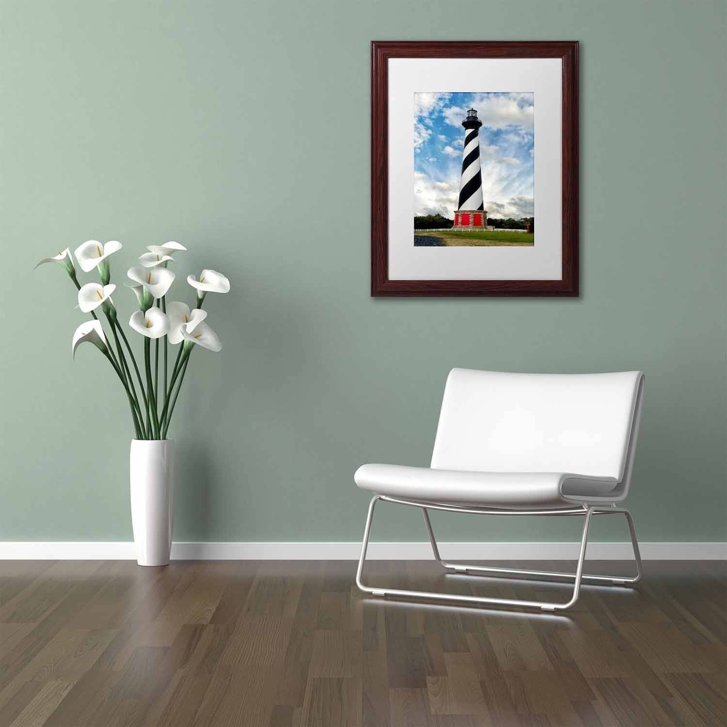 Trademark Fine Art 'Cape Hatteras Lighthouse' Canvas Art by PIPA Fine Art, White Matte, Wood Frame