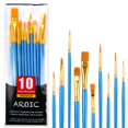 thumbnail image 1 of Set de pinceles AROIC de 10 piezas, cerdas de nailon para acrílico y acuarela, 1 of 7