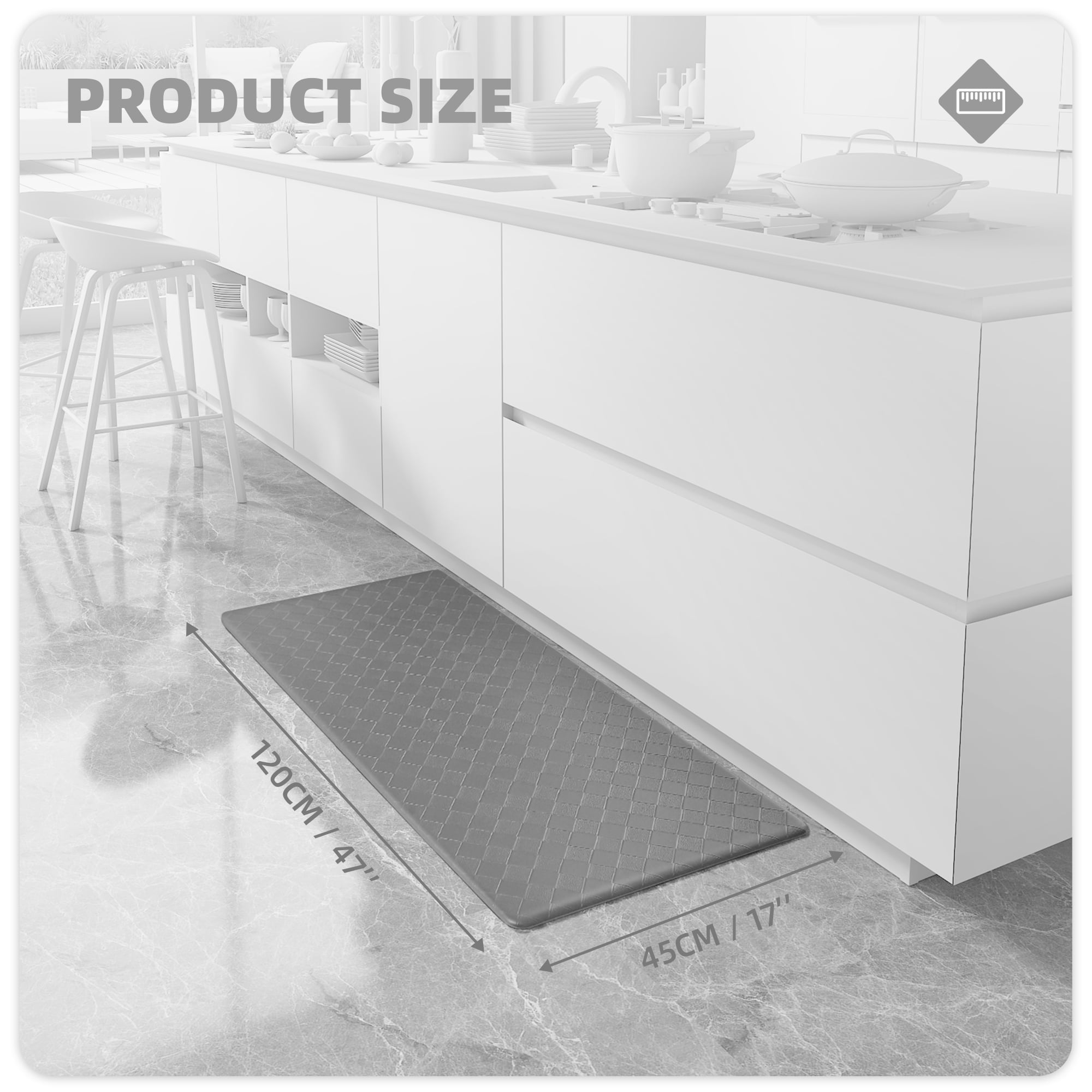 Kitchen Mat, WeGuard 16×24 Anti Fatigue Floor Mat, Waterproof Kitchen Rugs  and Non-Slip Memory Foam Padded Comfort Standing Mat for Kitchen, Home,  Office, Laundry, (Grey) 