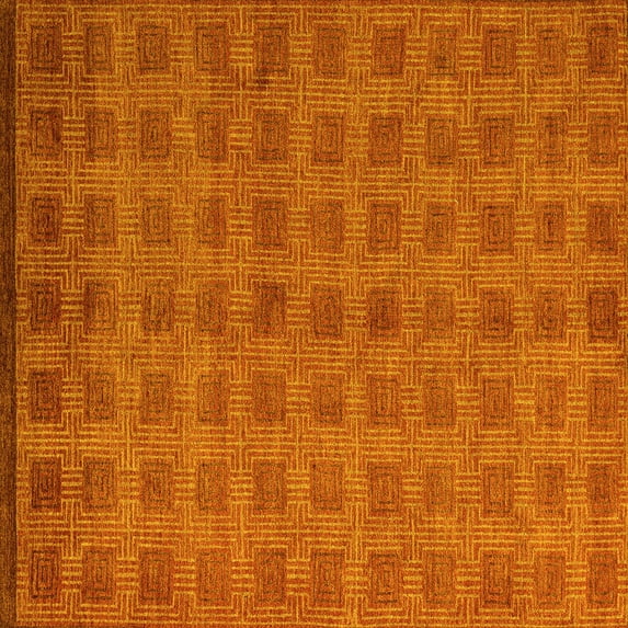 Ahgly Company Machine Washable Indoor Square Abstract Yellow Modern Area Rugs, 4' Square