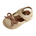thumbnail image 4 of Viluyesy Girls Mary Jane Shoes Hook Loop Breathable Hollow Out Bow Closed Toe Soft Sole Princess Dress Shoes Khaki Size 12.5 Little Kids, 4 of 7