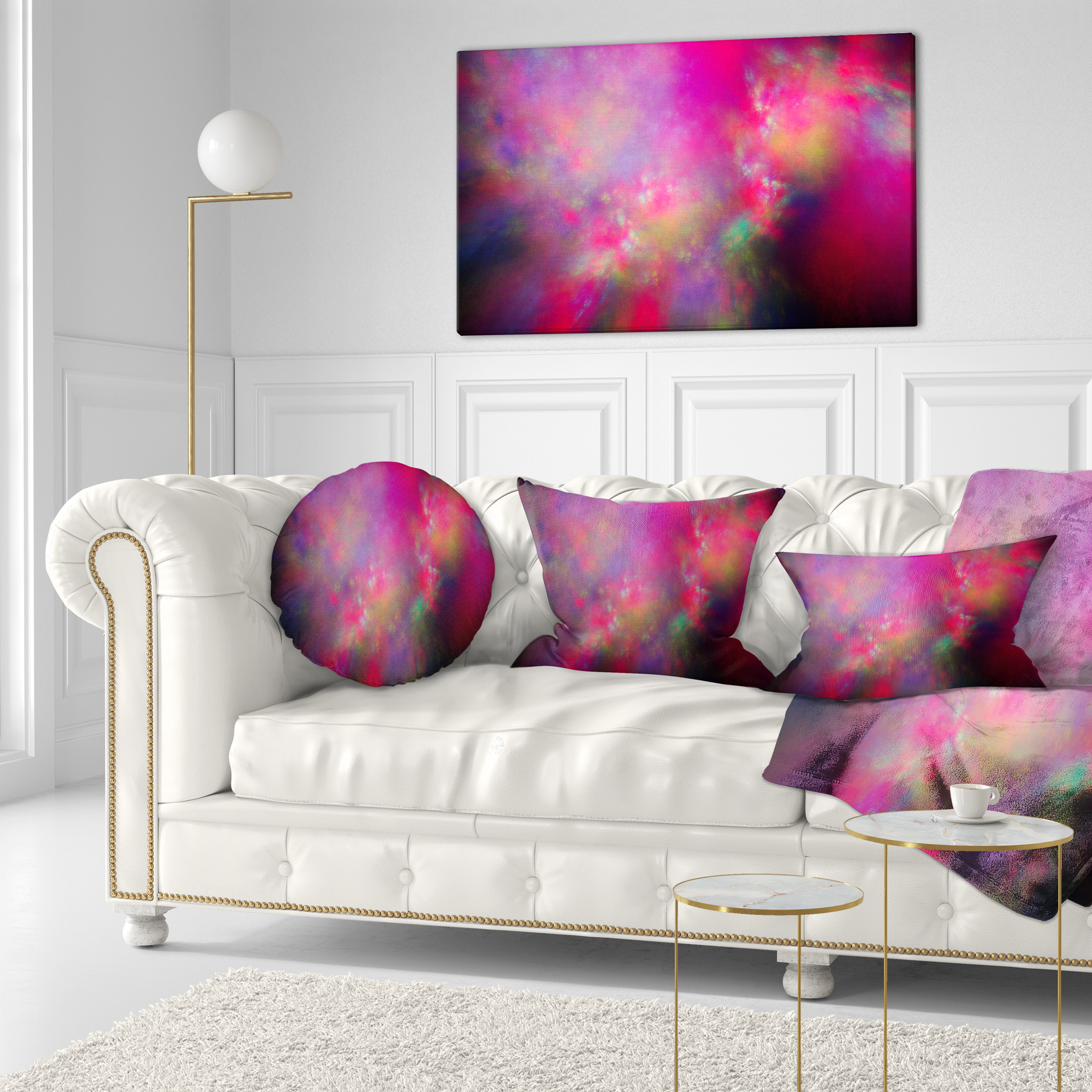 Designart Perfect Red Starry Sky - Abstract Throw Pillow - 12x20