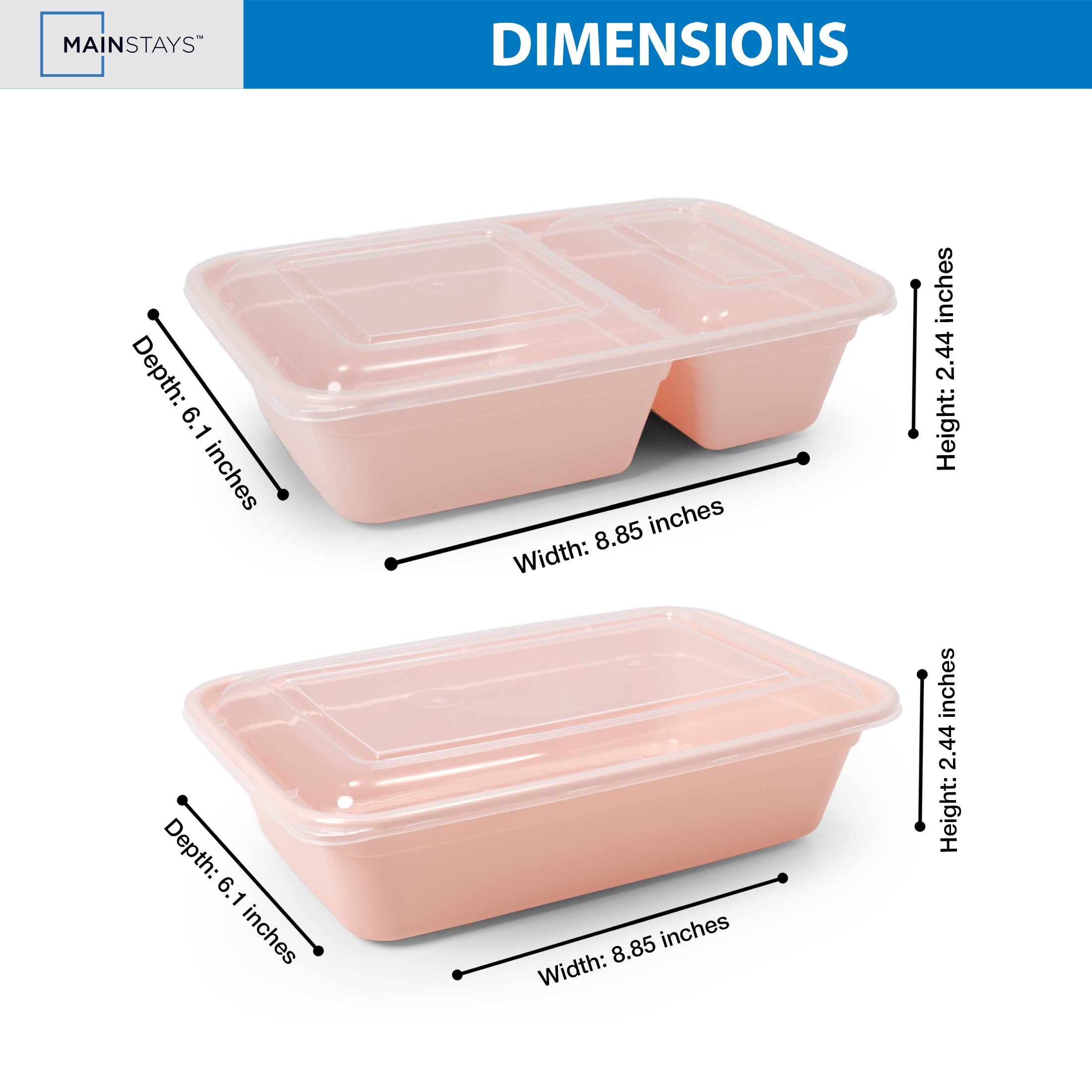 Mainstays 60-Piece BPA-Free Plastic Meal Prep Food Storage Container Set, Pink Blush