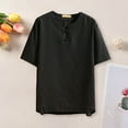 thumbnail image 2 of Afdoent Mens T-Shirt Summer New Male Buckle Vintage V Neck Loose Short Sleeve T Shirt Soft Comfort Tee Shirts, 2 of 4