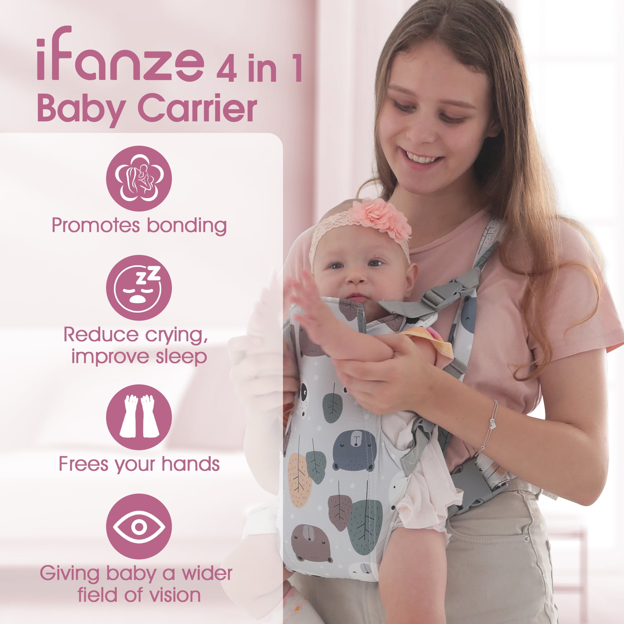 4 in 1 Baby Carrier, Infant Wraps Carrier Baby Carrier Backpack, Newborn Carrier for Baby Carrier Newborn to Toddler, Colorful