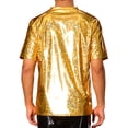 thumbnail image 3 of INSPIRE CHIC Holographic T-Shirts for Men's Crew Neck Short Sleeved Party Disco Shiny t Shirt M Golden, 3 of 5