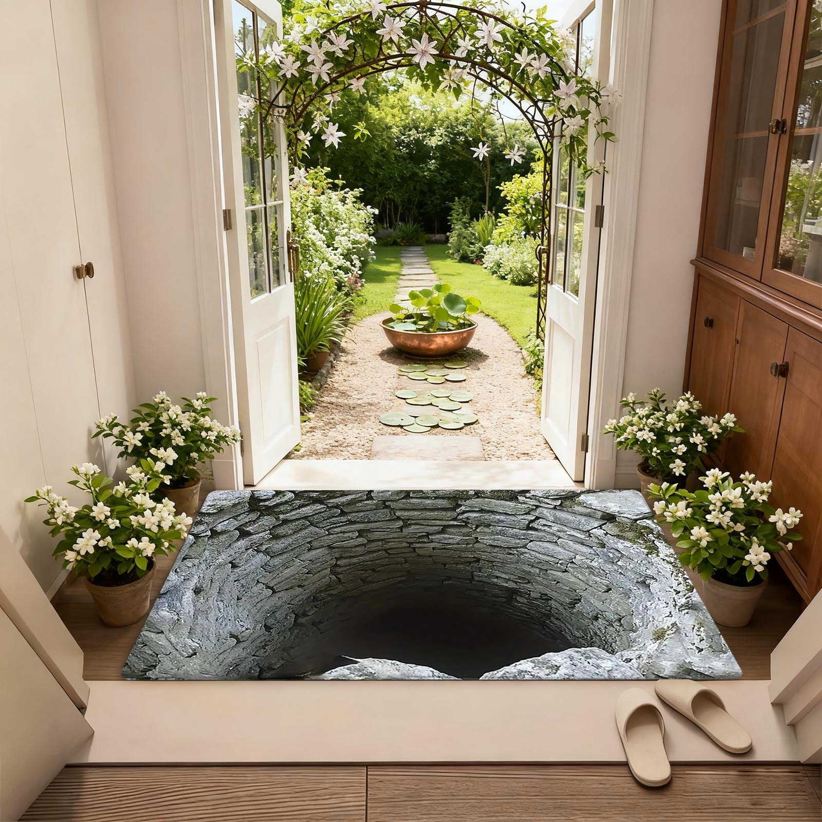 3D Optical Illusion Doormat, All-Weather Front Door Mat for Indoor & Outdoor Use, Non- Entrance Rug for Patio, Porch, and Entryway - Easy to Clean Floor Carpet Decor