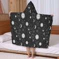 thumbnail image 5 of Black White Zodiac Sun Moon Pattern Hooded Bath Towel，50"x30" for Ages 3 To 12 Kids, Quick Dry Lightweight Soft Microfiber Hood Beach Towel Cover Up for Kids, 5 of 7