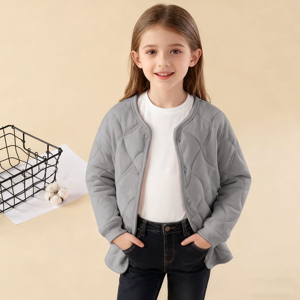 Ropa exterior y chaquetas casuales de manga larga sin capucha de invierno acolchadas de seda gruesas que se pueden usar en exteriores e interiores. Artefacto de uniforme escolar para niños y niñas. Co