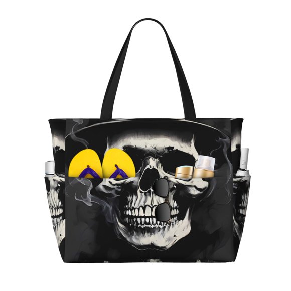 Easygdp Magician Hat Skull Bolsa de Viaje de Playa de Gran Capacidad, Bolsa Tote Perfecta para la Playa, Escapadas de Fin de Semana y Viajes