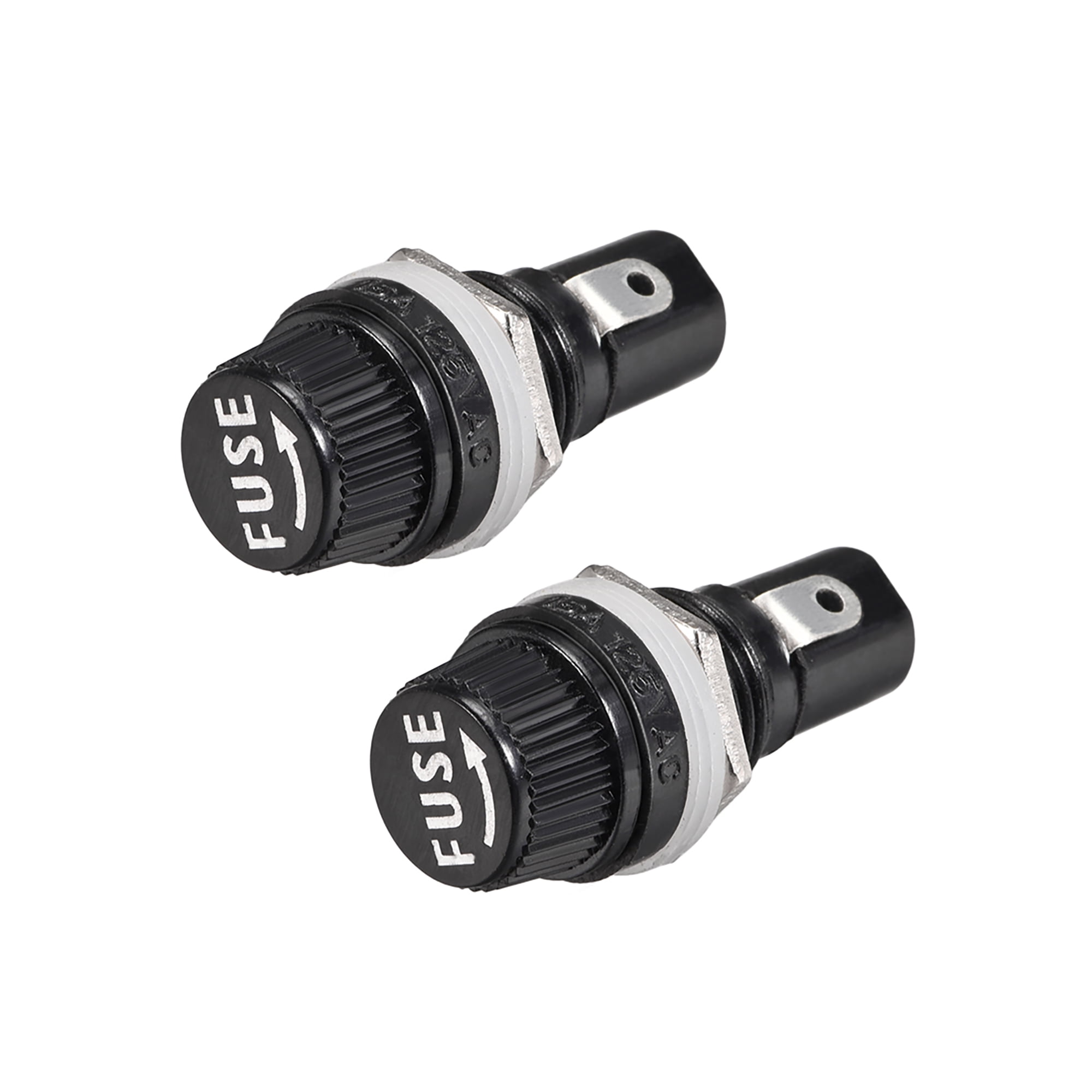 Screw Cap Panel Mounted 5mm x 20mm Fuse Holder AC 125V/15A 250V/10A Black 2Pcs