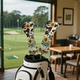 thumbnail image 4 of Yuyamidu Aztec Cow Print Golf Club Head Cover Sunflowers Golf Head Covers PU Leather Driver Headcover Fairway Wood Head Cover Hybrid Headcover, 4 of 7