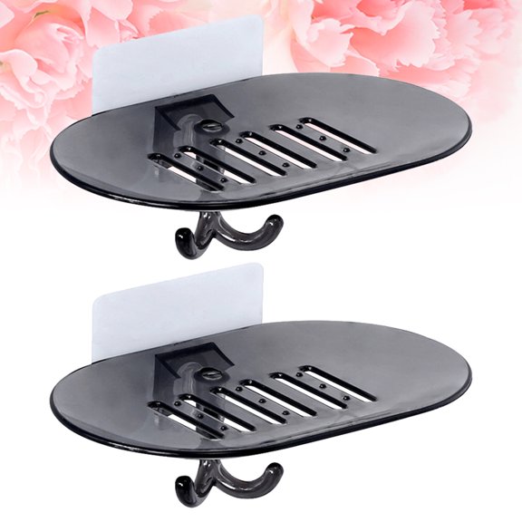 ETEREAUTY 2-Pack Black Plastic Wall Mounted Soap Holder for Smooth , Soap Box Organizer