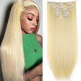 thumbnail image 6 of 24Inch 16 Clips in Hair Extensions Long Straight Hairstyle Synthetic Blonde Black Hairpieces Heat Resistant False Hair Daily Use, 6 of 7