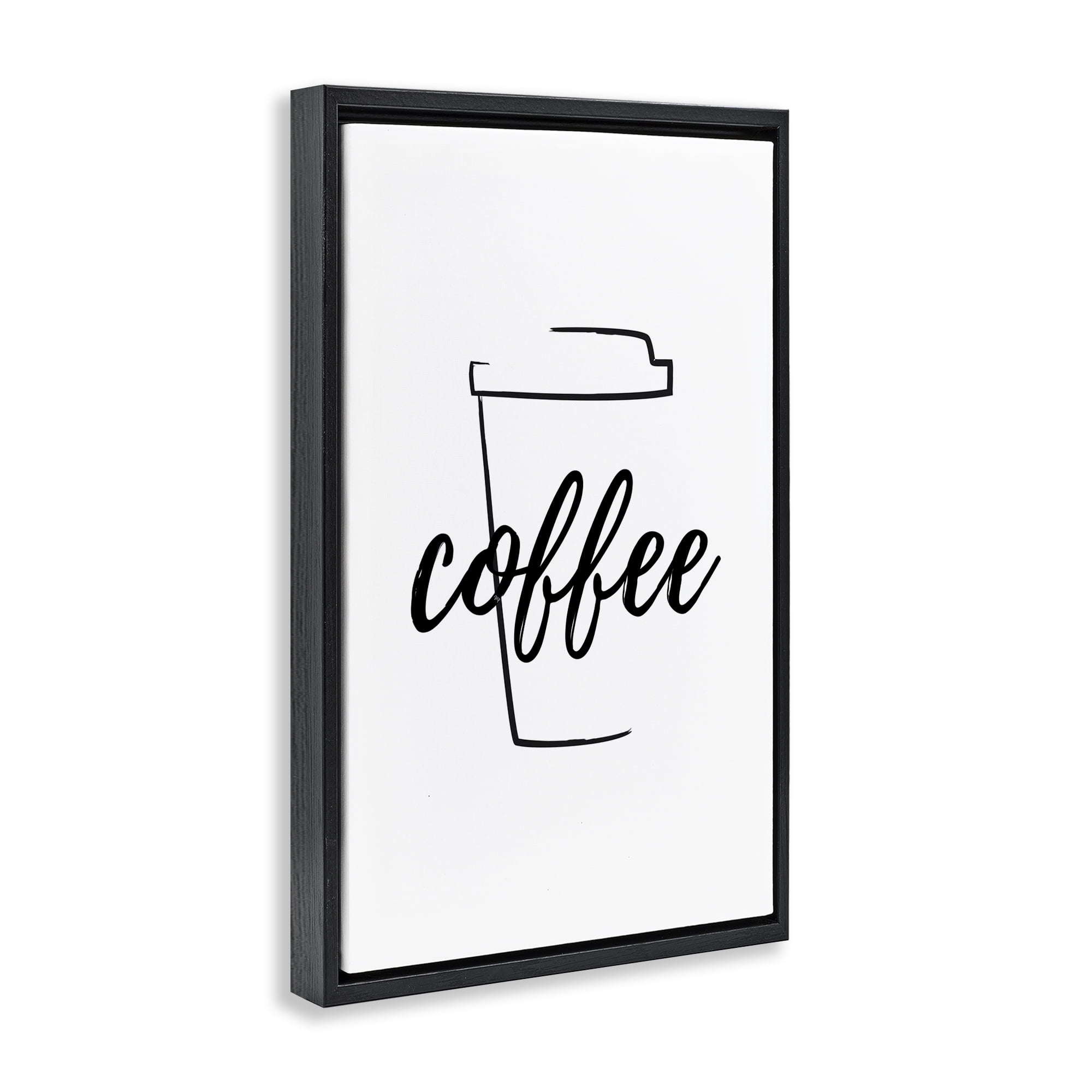 Stupell Industries Minimal Coffee Cup Food & Beverage Painting Black Floater Framed Art Print Wall Art, 21 x 31