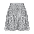 thumbnail image 2 of Daiosportswear Women Sequin Elastic Waist Glitter Sparkly Skort with Lining Twirling Shiny Skirts Silver 16-18(XL), 2 of 5