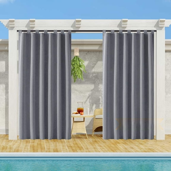 Pro Space 4 Panels Outdoor Curtains Porch Decor Thermal Insulated Curtain Privacy Grommet Drape Patio Waterproof Curtains - Grey - 50 in x 108 in