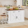 thumbnail image 3 of Homfa 47.2'' Kitchen Island with Drop Leaf and Charging Station, Portable Kitchen Island with Storage and 2 Seating, White Rolling Cart with Wheels for Kitchen, Dining Table for 2, 3 of 8