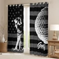 thumbnail image 2 of Homewish Golf Sport Player Blackout Curtains Set of 2 (52x84 Each) for Teen, Grey Stripes Stars Flag Window Curtains, Modern Ball Game Curtains and Drapes, Black Out Curtains Bedroom Decor, 2 of 6