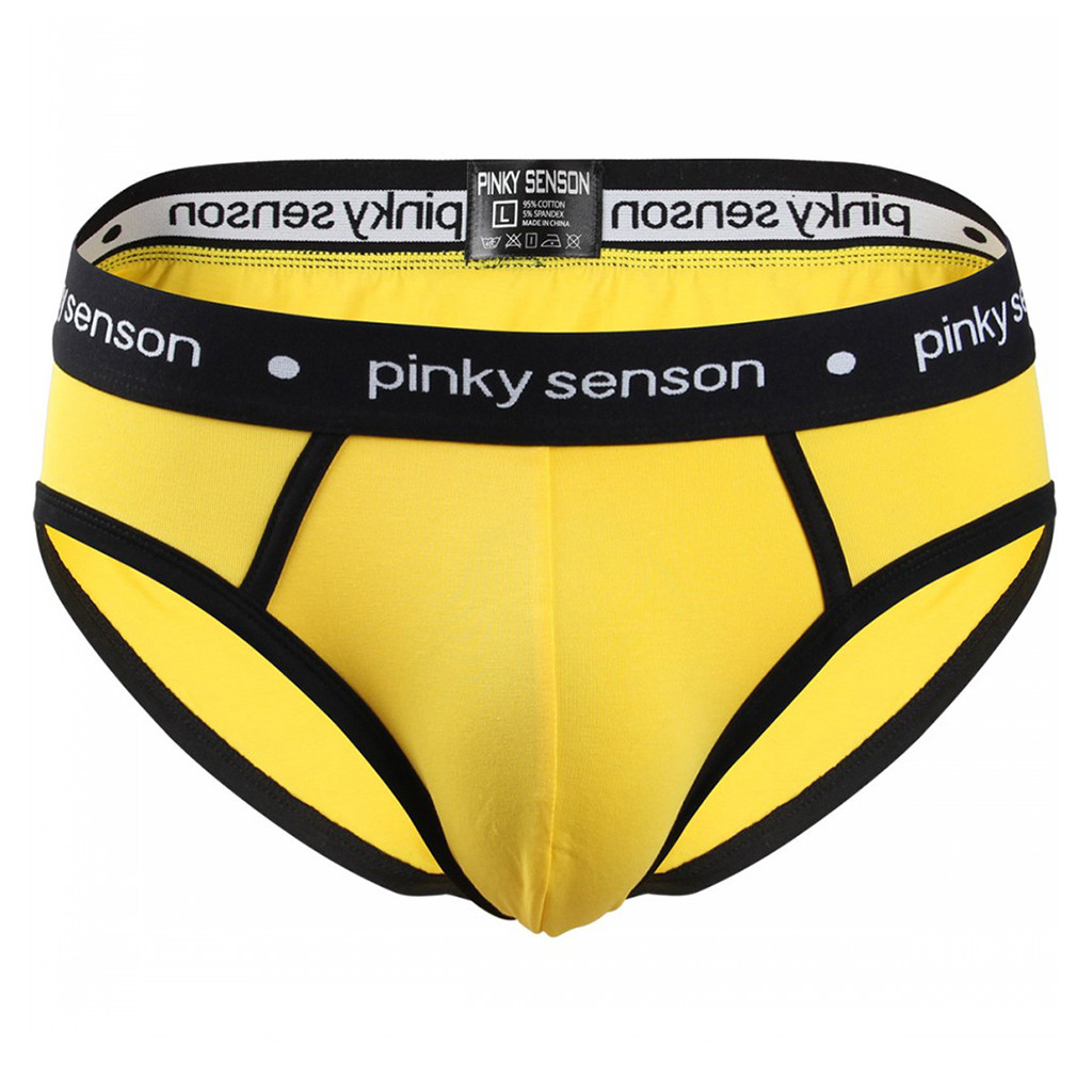 ELFINDEA Mens Shorts Sexy Transparent Hot Lip Print Underpants Mens Underwear Yellow