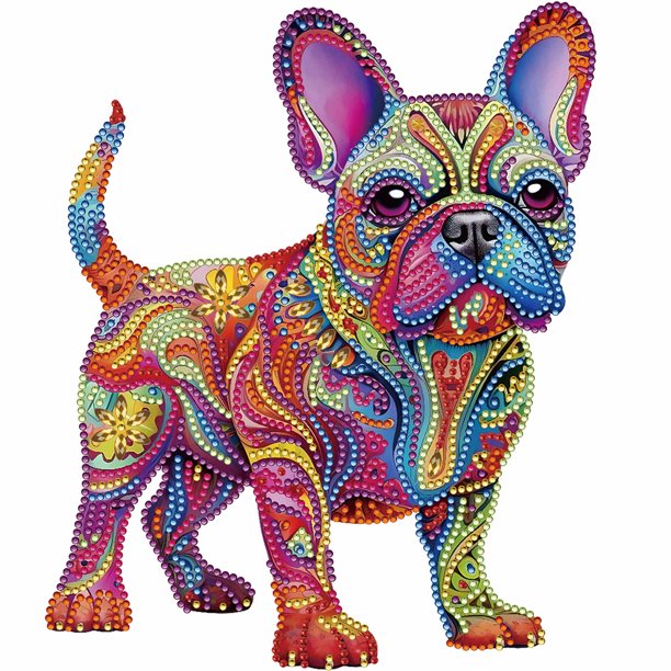 5D DIY Parcial Especial en Forma Taladro Diamante Pintura Color Perro Kit 30x30cm