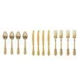 thumbnail image 2 of Cubiertos de vajilla de plástico desechables duraderos de 12 piezas que incluyen 4 tenedores, 4 cucharas y 4 cuchillos, artículos de plata p dorado Soledad Vajilla de fiesta, 2 of 9