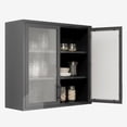 thumbnail image 6 of 30" Wall Mounted Cabinet, Table-Top Storage Cabinet with Hazy Waffle-Grids Glass Doors and 2 Adjustable Shelves for Bathroom, Kitchen, 6 of 11