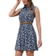 thumbnail image 4 of Vestido sin mangas de longitud a la rodilla con media abertura y cinturón para mujer, estampado floral, L azul, 4 of 5