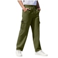 thumbnail image 2 of Einccm Boys Cargo Pants, Kids Solid Color Elastic Waist Straight Leg Work Pants with Multi-Pockets, Casual Loose Fit Cotton Utility Trousers for Big Boys and Teens, Ages 5-15 Years, 2 of 5