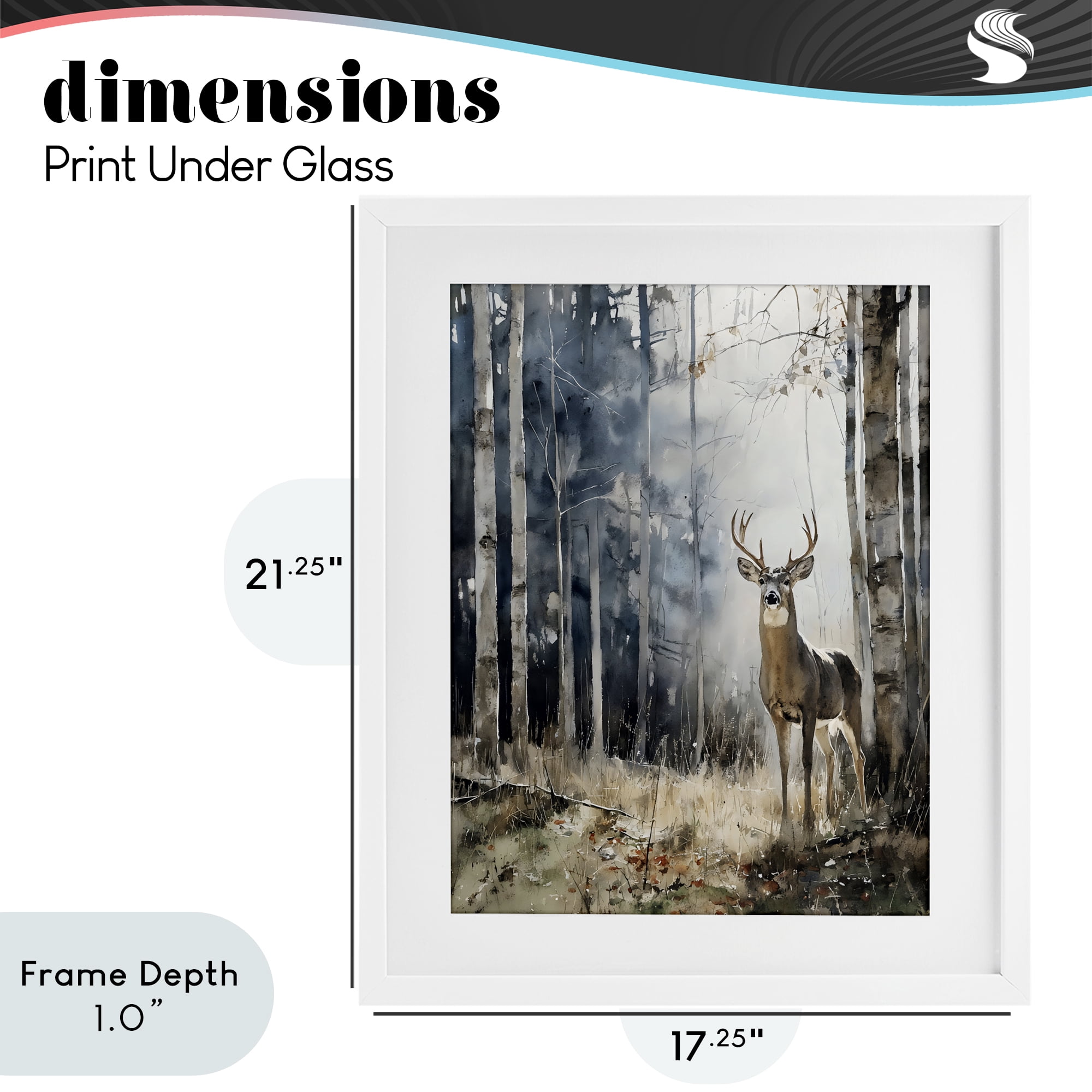 Stupell Industries Deer In The Woods White Framed Print Under Glass, design by Franklyn Gregory