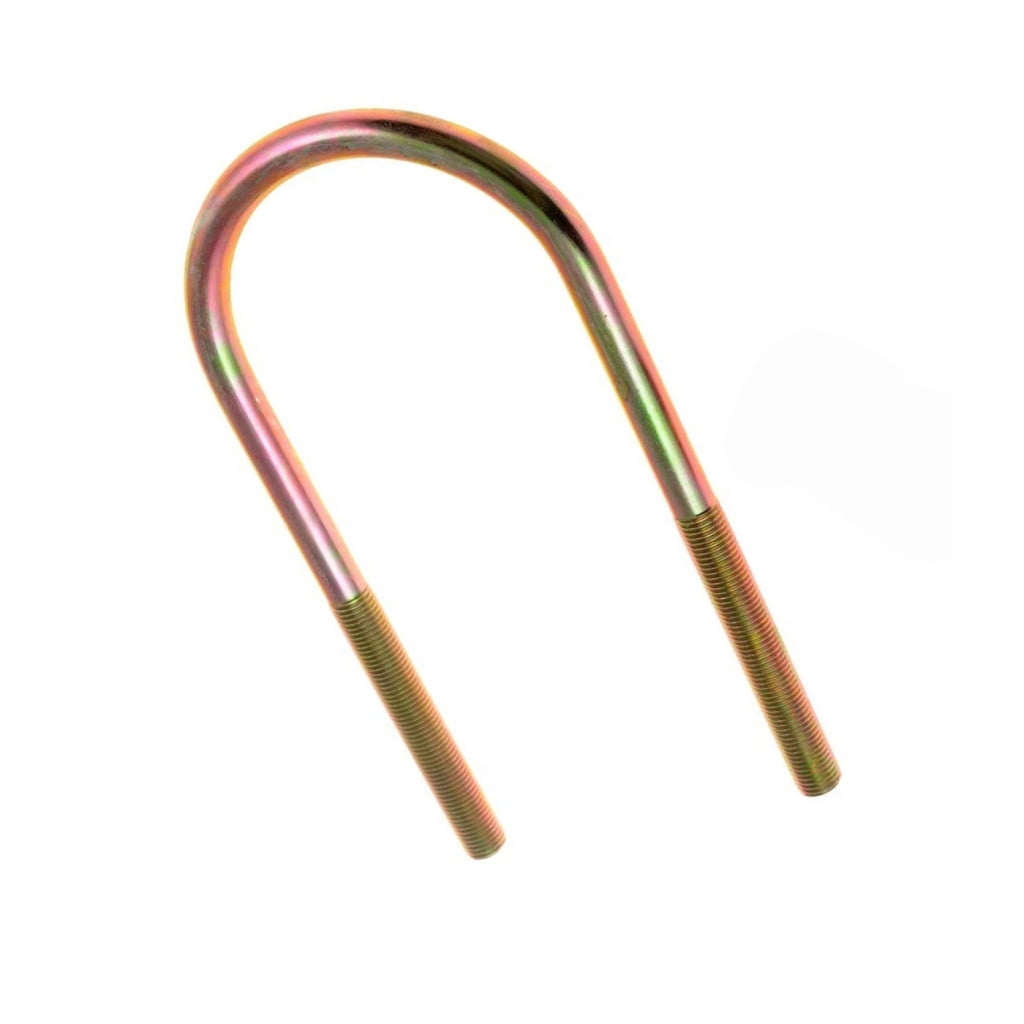 KarParts360 Threaded U-Bolt | Yellow Zinc | Steel | Round U-Bolt | Heat Hardened | Fine Thread | 7/16 Inches Thread Diameter