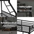 thumbnail image 4 of Twin XL Over Queen Bunk Bed with High Guardrail and Slats Support, Metal Bunk Bed Frame with Ladder & Soft PVC Cover for Teens Adults, Black, 4 of 6