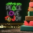 thumbnail image 2 of Glowneon Wishing You Peace Love Joy Neon Sign, Peace Joy Love Led Sign, Christmas Tree LED Light, 2 of 4