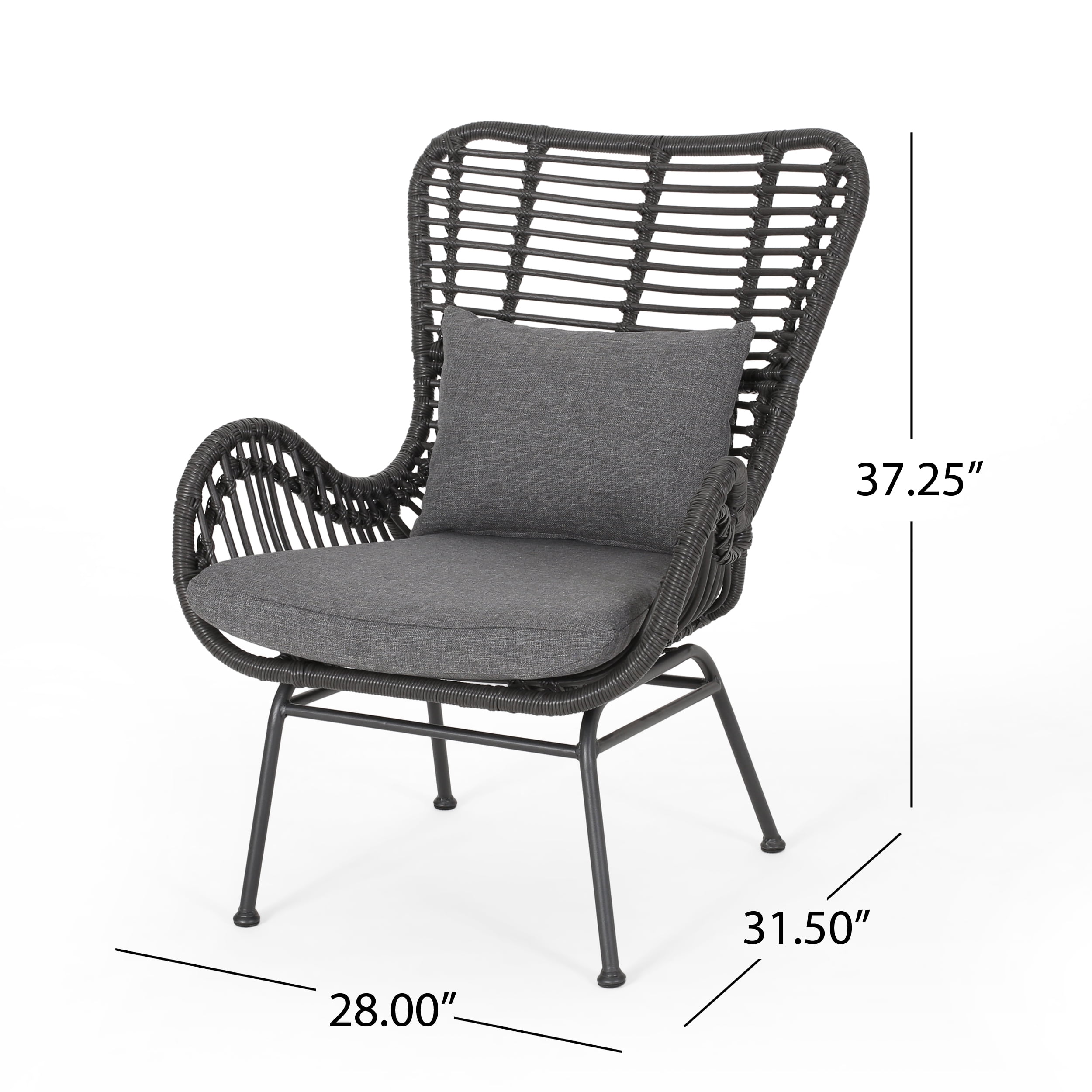 Noble House Montana Modern Faux Rattan Club Chairs with Water-Resistant Cushions, (Set of 2)