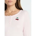 thumbnail image 4 of Madden NYC Women's Lace Trim Long Sleeve Henley Top, Sizes XXS-XXL, 4 of 5