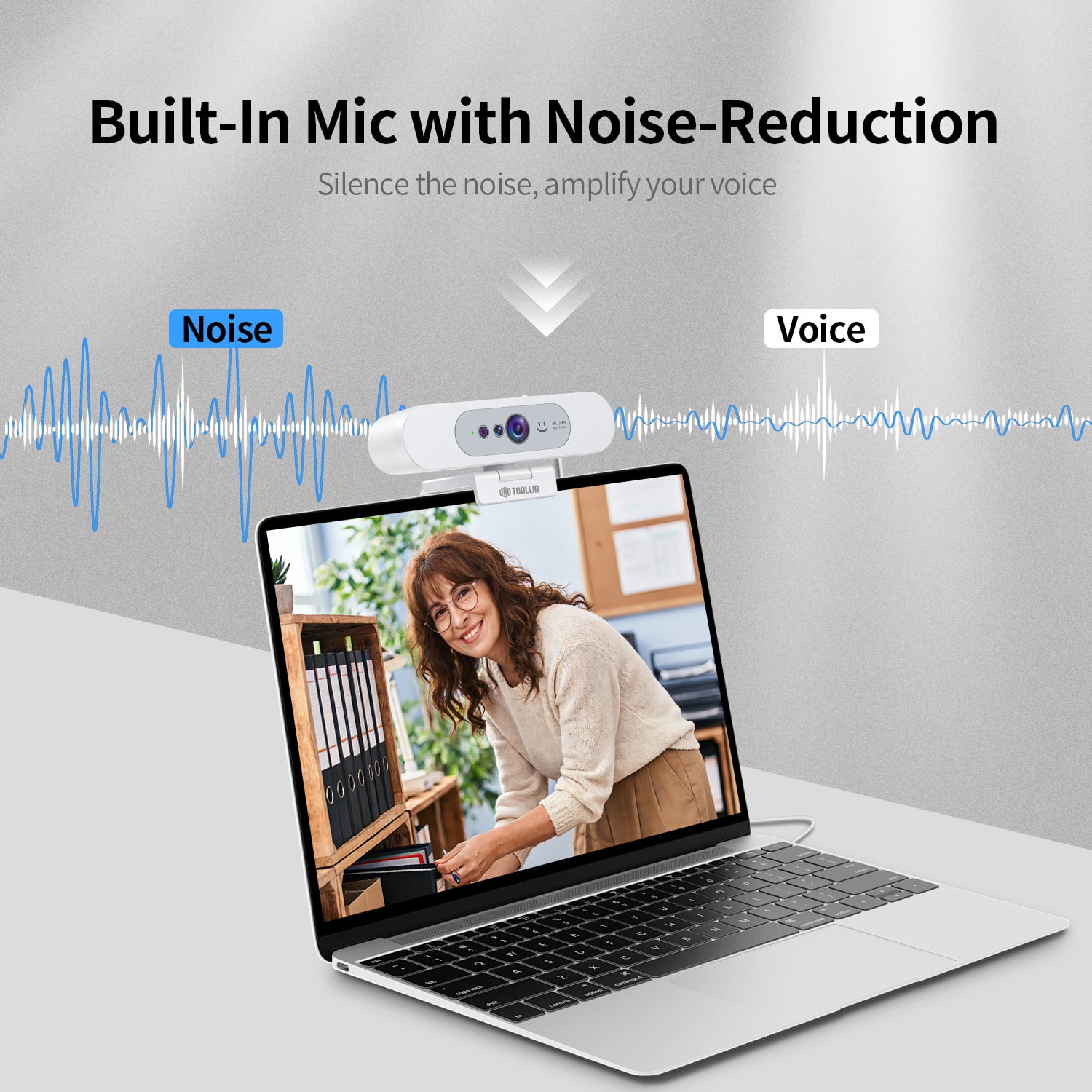 TOALLIN 5MP QHD 2K Webcam with Privacy Cover & 90° field of view delivers,Built-in Microphone,Wide Compatibility ,Plug-and-Play