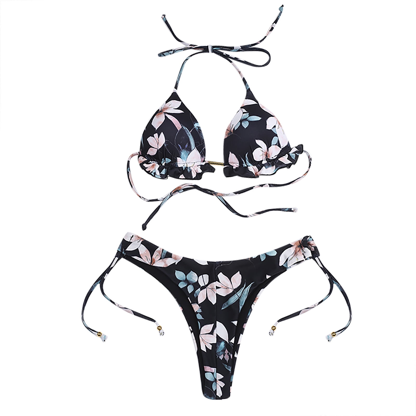 Lolmot Bikini Set for Women Bandage Solid Brazilian Swimwear Two Pieces ...