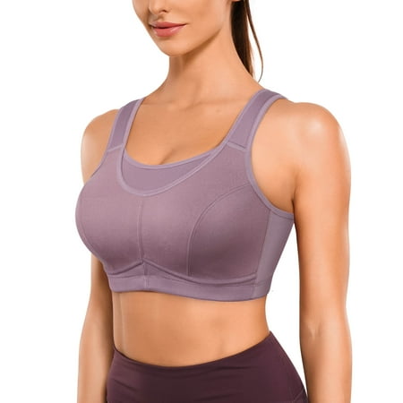 

KUMAYES Sports Bra High for Women Impact Support Full Coverage Bounce Control Wirefree Adjustable Straps Hook Camisole Top
