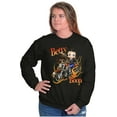 thumbnail image 3 of Biker Betty Boop Flaming Motorcycle Women Crewneck Sweatshirt Brisco Brands S, 3 of 5