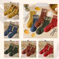 thumbnail image 4 of Women Vintage Striped Wool Socks, Fall Winter Warm Hiking Crew Knit Soft Socks 5 Pairs, 4 of 7
