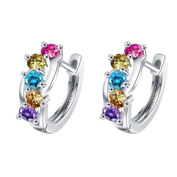 Lightweight Big Hoop Earrings for Women Colorful Zircon Earring For Women Fashion Earrings Sparkling 14K Gold Plated Flat Back Cartilage Earrings for Women Men Warehouse Clearance