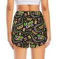 thumbnail image 4 of Uemuo Mardi Gras3 Pattern Women's Athletic Shorts High Waisted Running Shorts with Liner Pockets Gym Elastic Workout Shorts-, 4 of 9